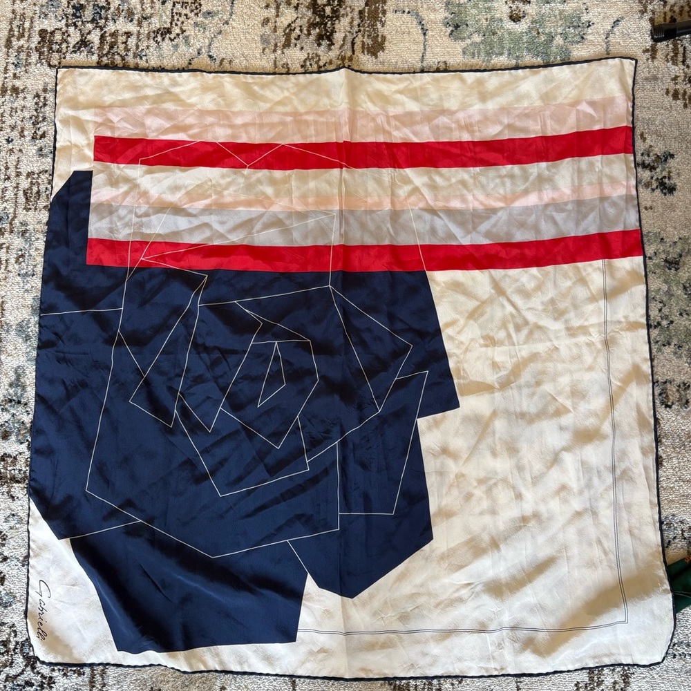 Gabrielle Vintage Silk Geometric Scarf